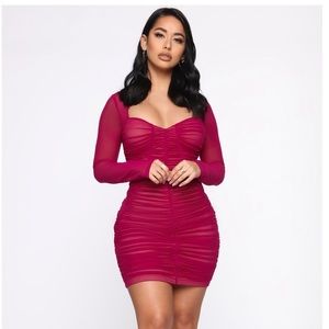 Magenta Ruched Mini Dress FasionNova Size S